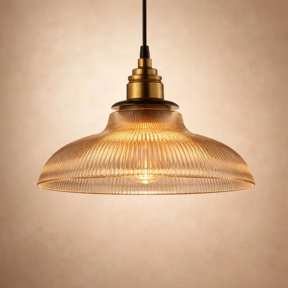 Suspension Verre Nervuré Vintage Ambré ou Translucide | Clarysta