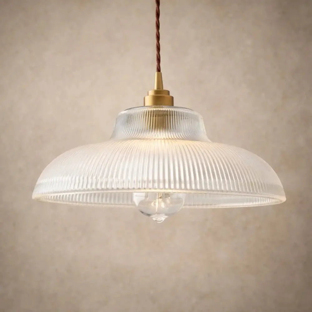 Suspension Verre Nervuré Vintage Ambré ou Translucide | Clarysta