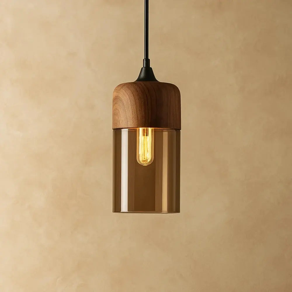 Suspension Bois Naturel et Verre Chaleureux | Sylvara