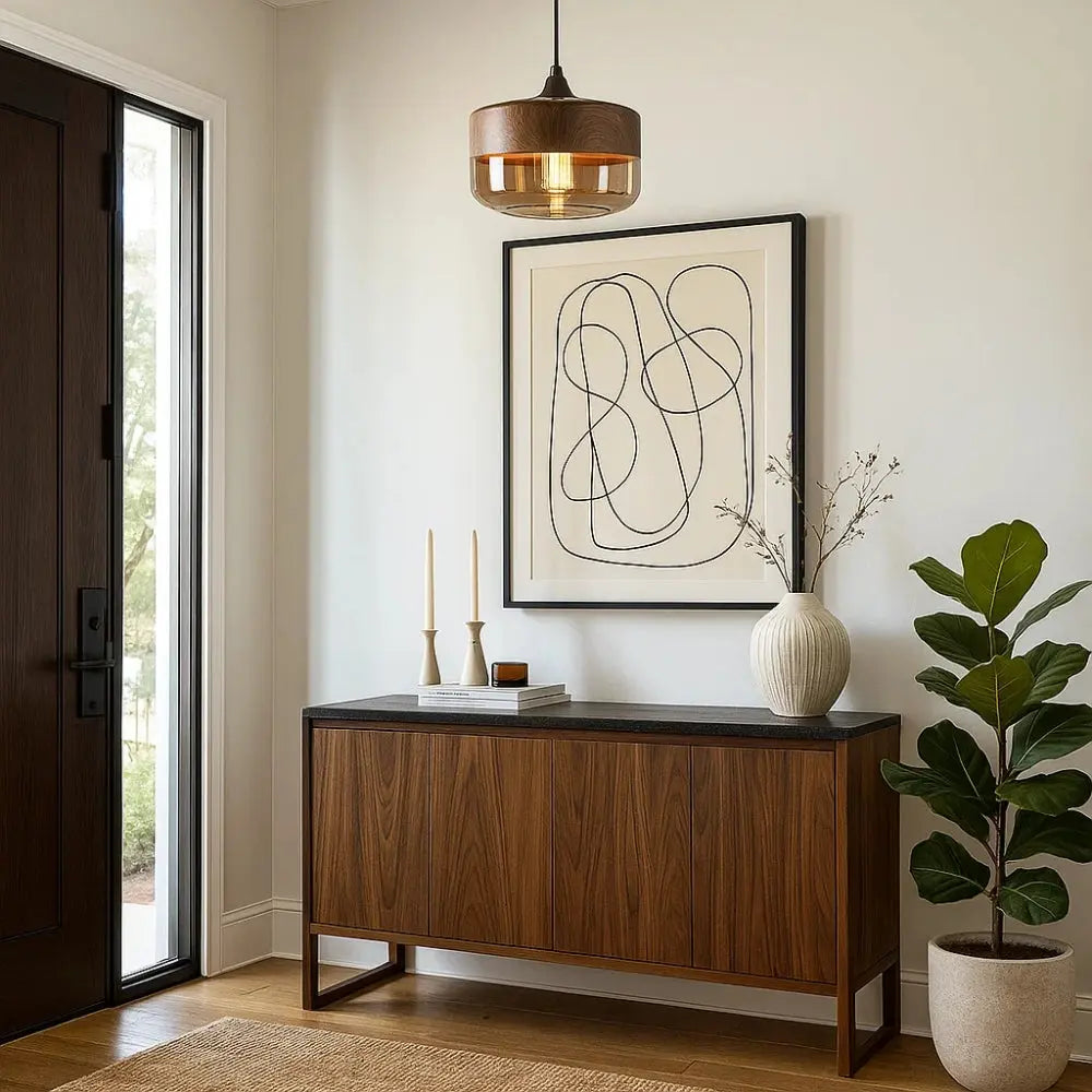 Suspension Bois Naturel et Verre Chaleureux | Sylvara