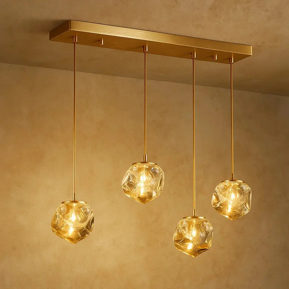 Suspension Globes Verre et Fer Multi-têtes LED | Orbélia