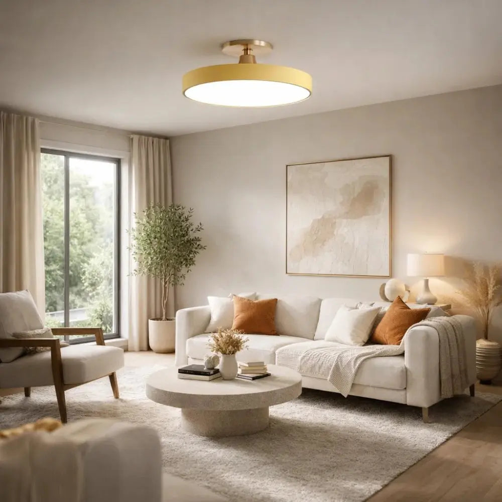 Plafonnier Led Rond - Halo Doré Minimaliste | Auryel
