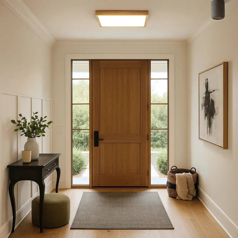 Plafonnier Led Carré - Cadre Bois Intuitif | Quadréos