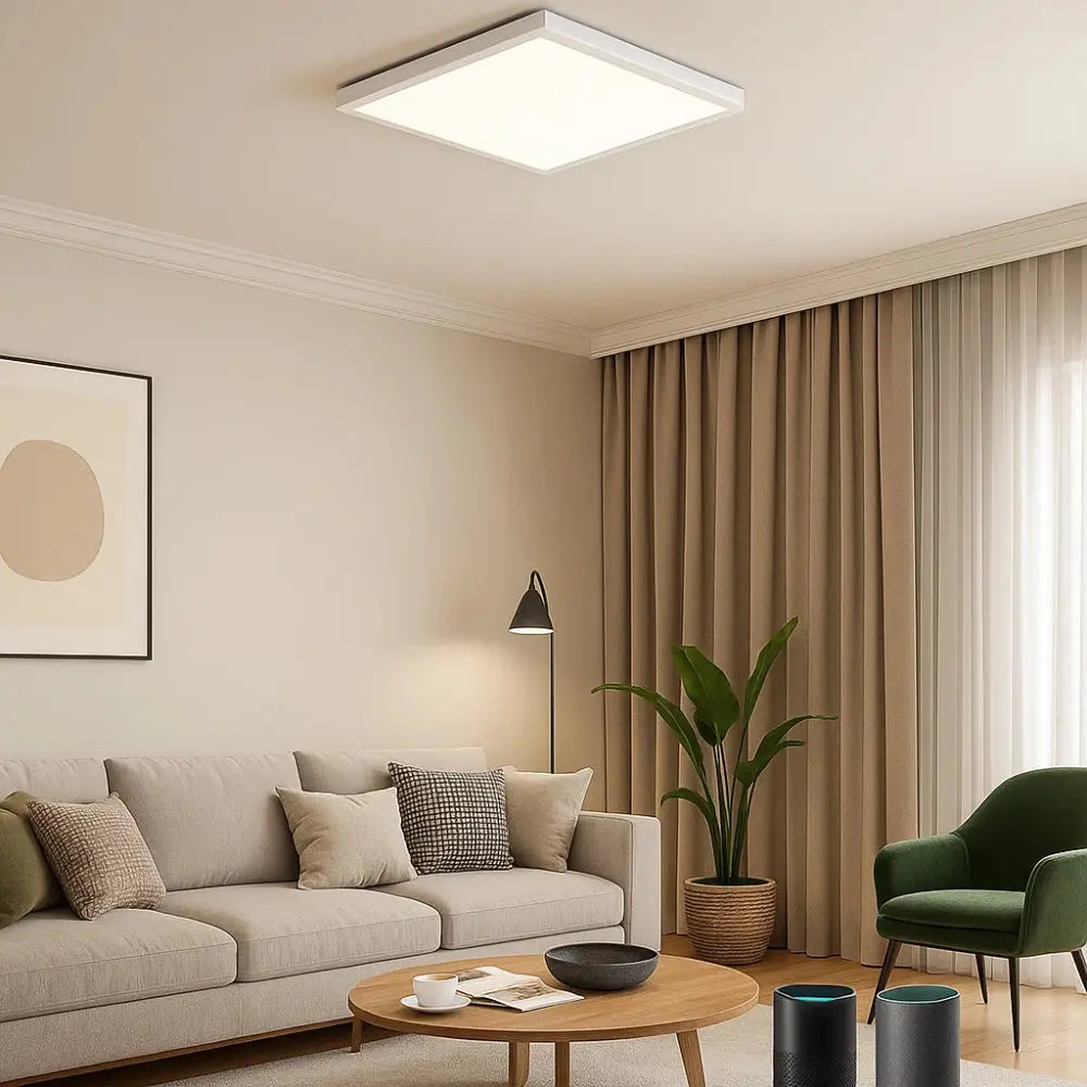 Plafonnier Led Carré - Cadre Bois Intuitif | Quadréos