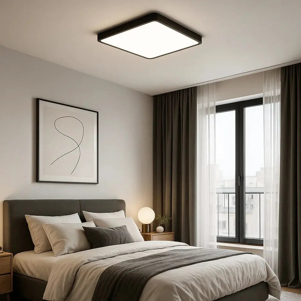 Plafonnier Led Carré - Cadre Bois Intuitif | Quadréos