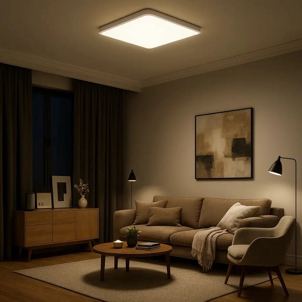 Plafonnier Led Carré - Cadre Bois Intuitif | Quadréos