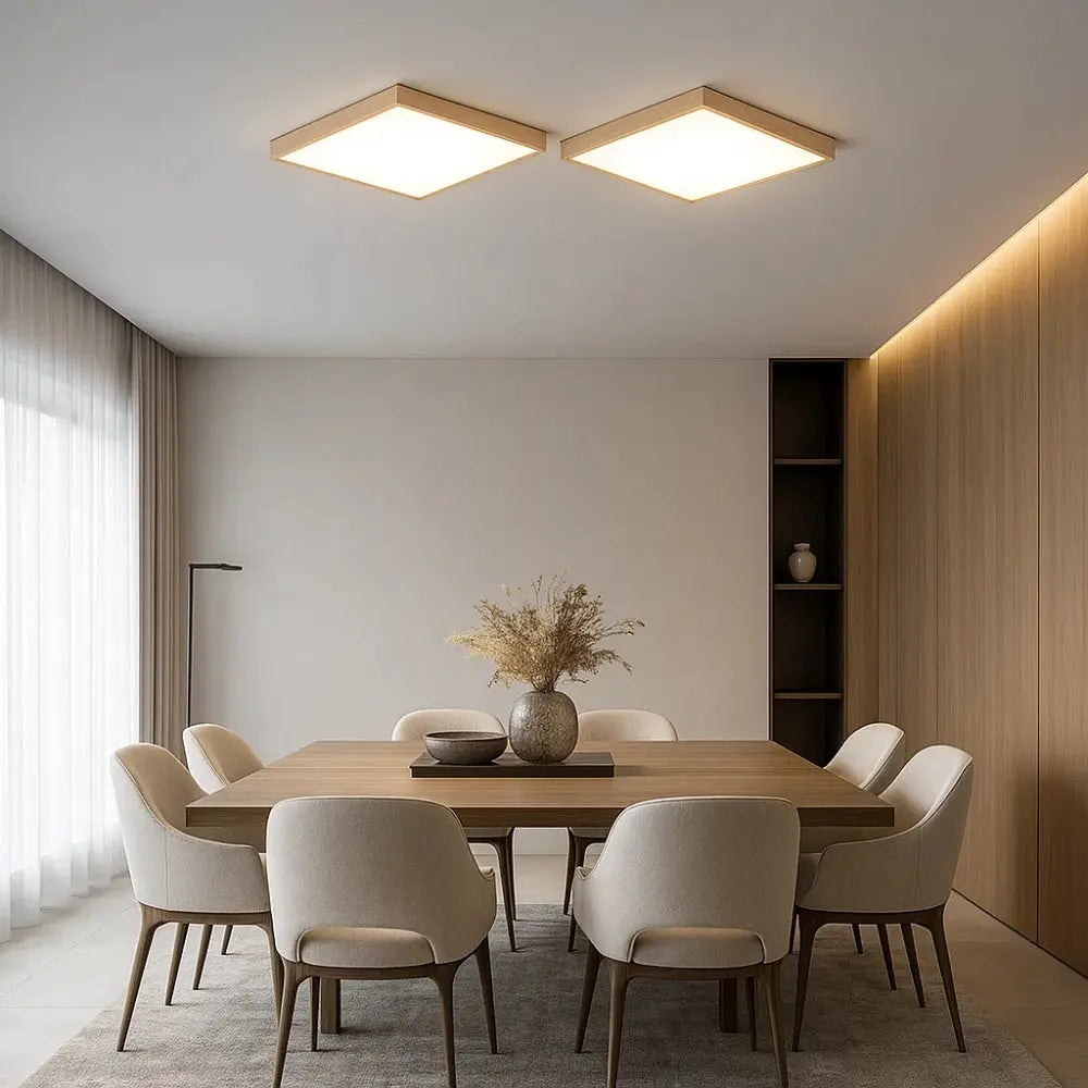 Plafonnier Led Carré - Cadre Bois Intuitif | Quadréos