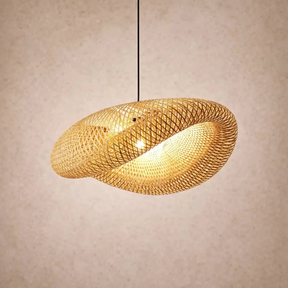 Suspension Bambou Tressé Naturel | Lueur Bohème Artisanale