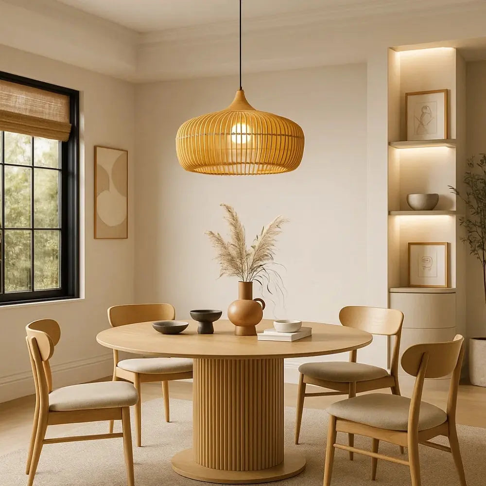 Suspension Bois Japandi Bambou LED Naturel | Takara