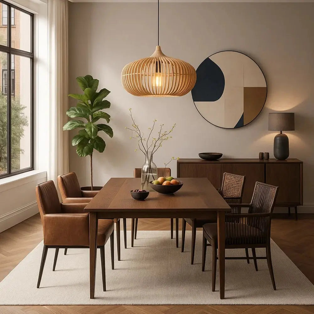 Suspension Bois Japandi Bambou LED Naturel | Takara