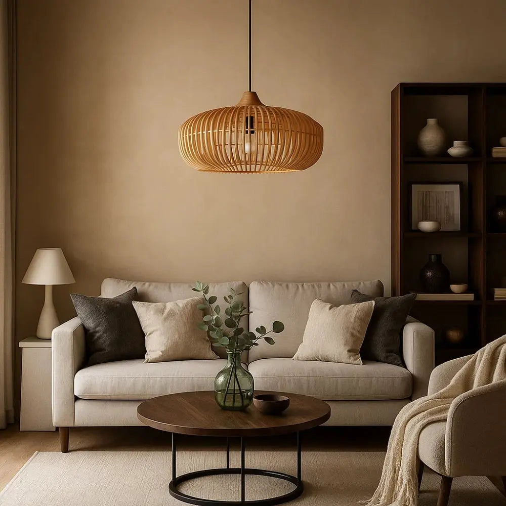Suspension Bois Japandi Bambou LED Naturel | Takara