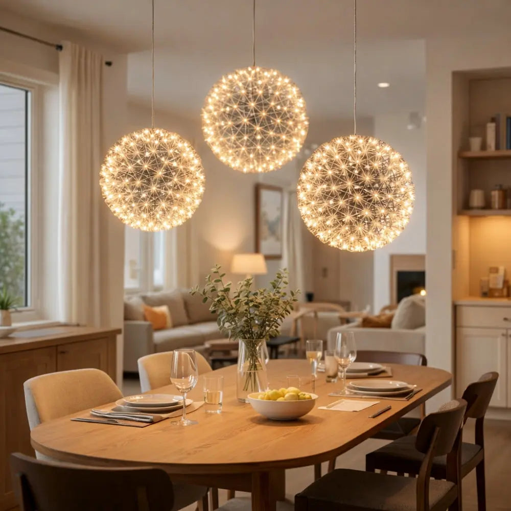Suspension Étoile Sphère Acier LED Dimmable | Éclat Étincelant