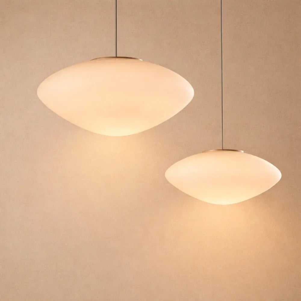 Suspension Verre Opalin Forme Galet LED | Galet Lumineux