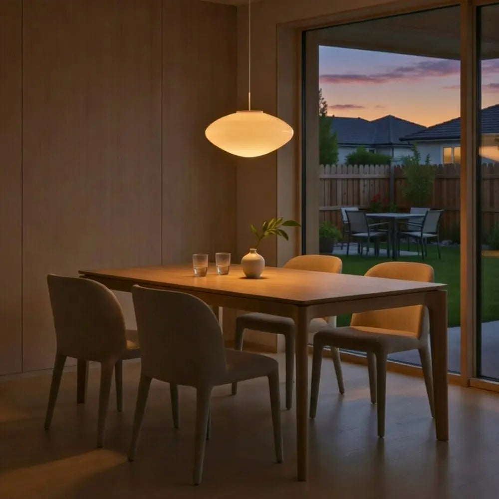 Suspension Verre Opalin Forme Galet LED | Galet Lumineux