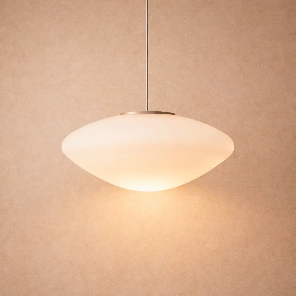 Suspension Verre Opalin Forme Galet LED | Galet Lumineux