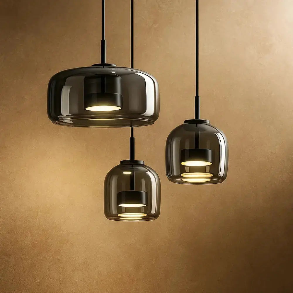 Suspension Verre Ombré Ambré ou Fumé LED Blanc Chaud ou Froid | Velmira