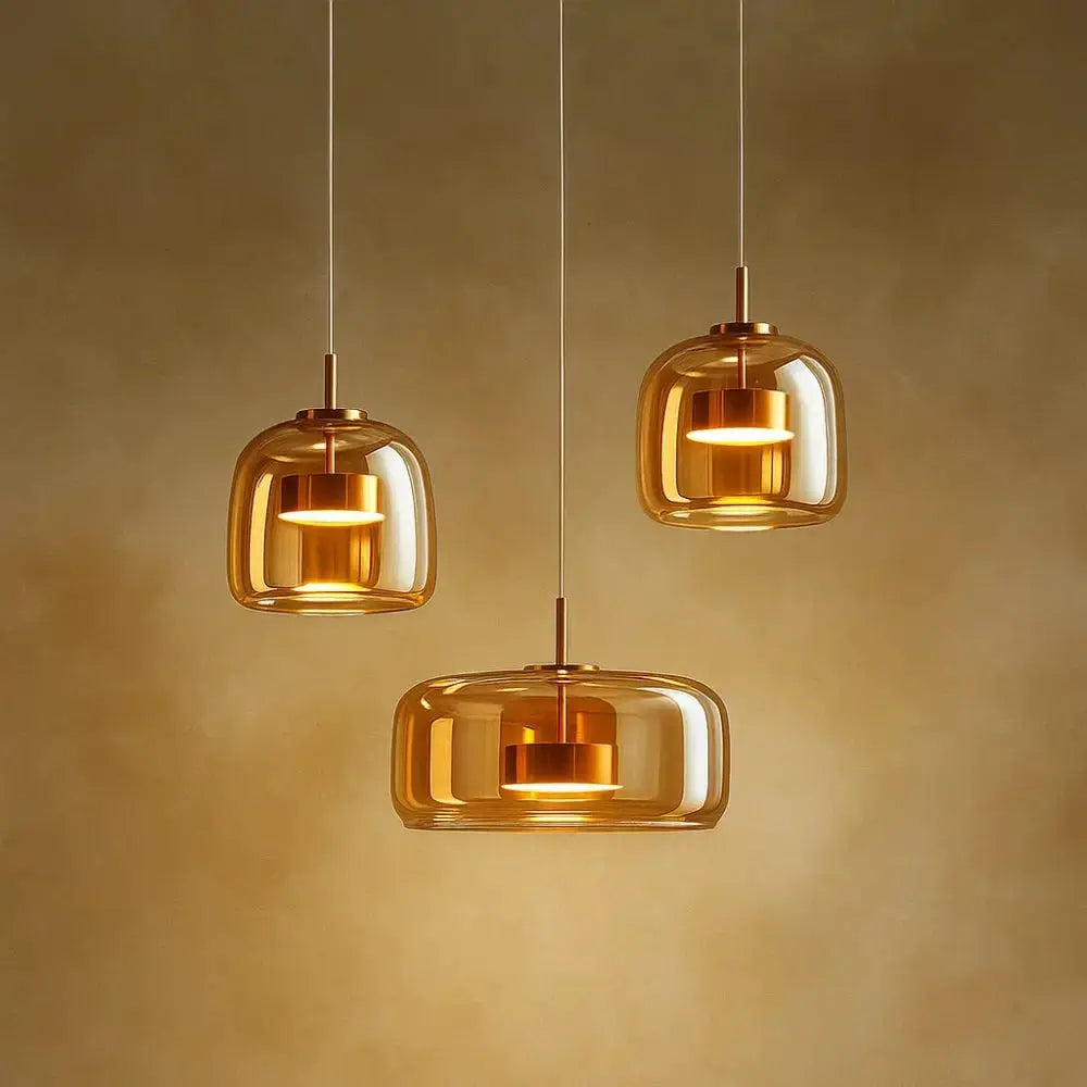 Suspension Verre Ombré Ambré ou Fumé LED Blanc Chaud ou Froid | Velmira