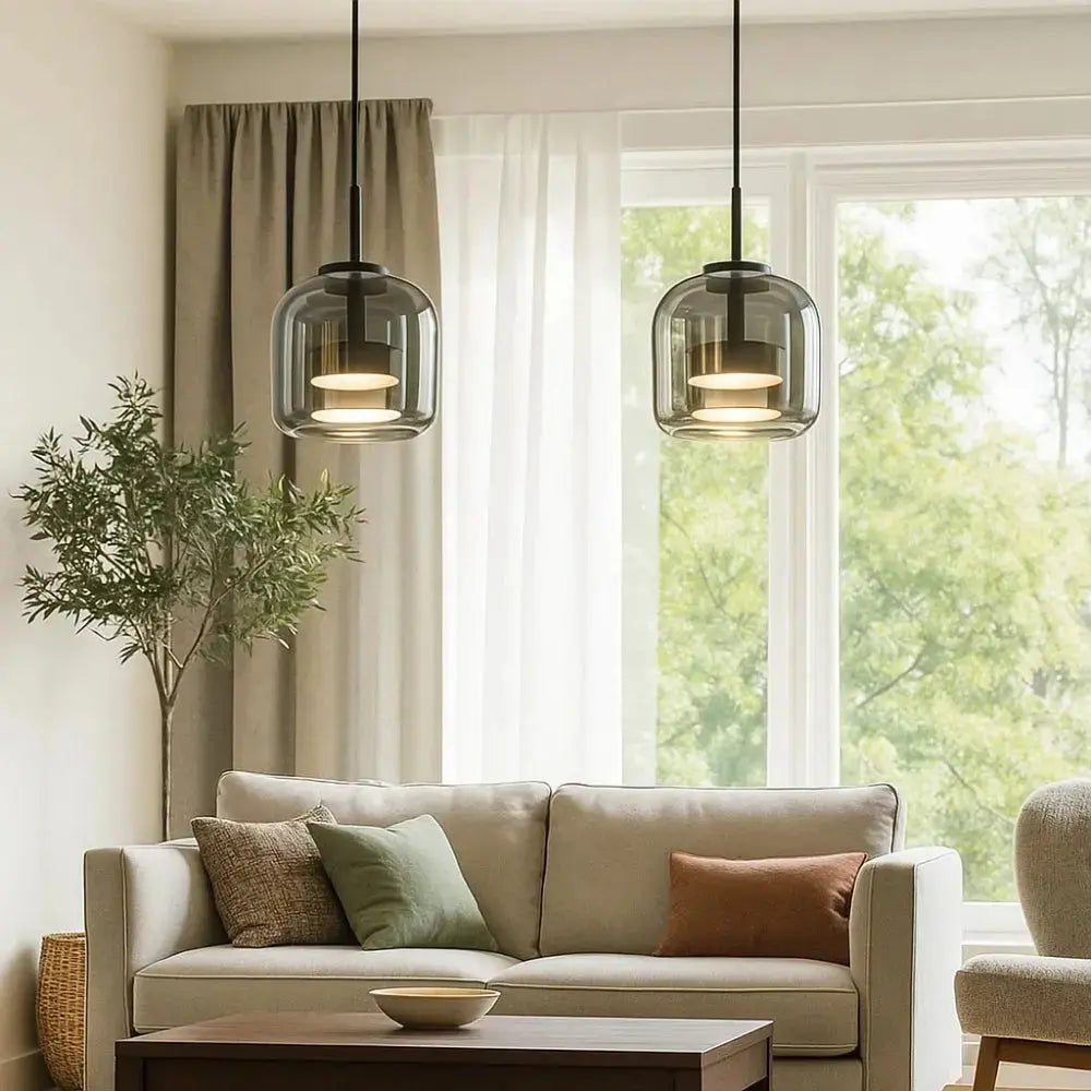 Suspension Verre Ombré Ambré ou Fumé LED Blanc Chaud ou Froid | Velmira