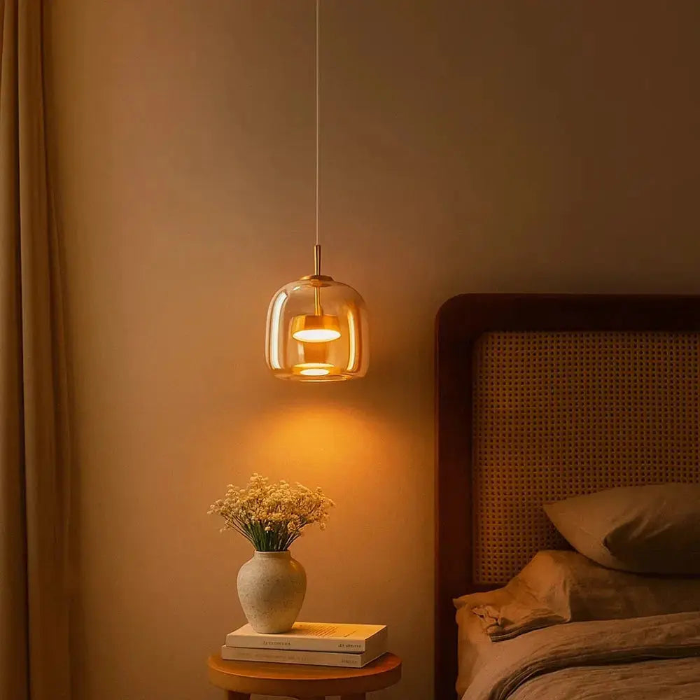 Suspension Verre Ombré Ambré ou Fumé LED Blanc Chaud ou Froid | Velmira