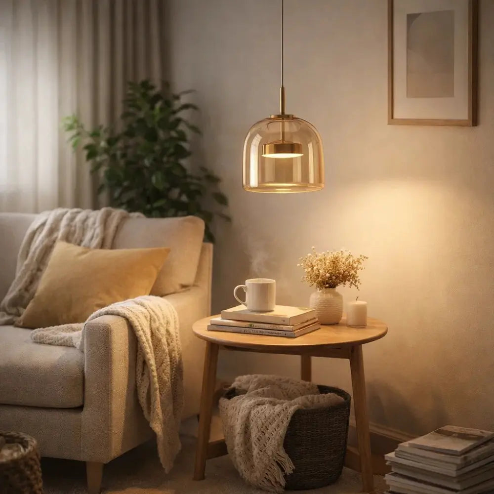Suspension Verre Ombré Ambré ou Fumé LED Blanc Chaud ou Froid | Velmira