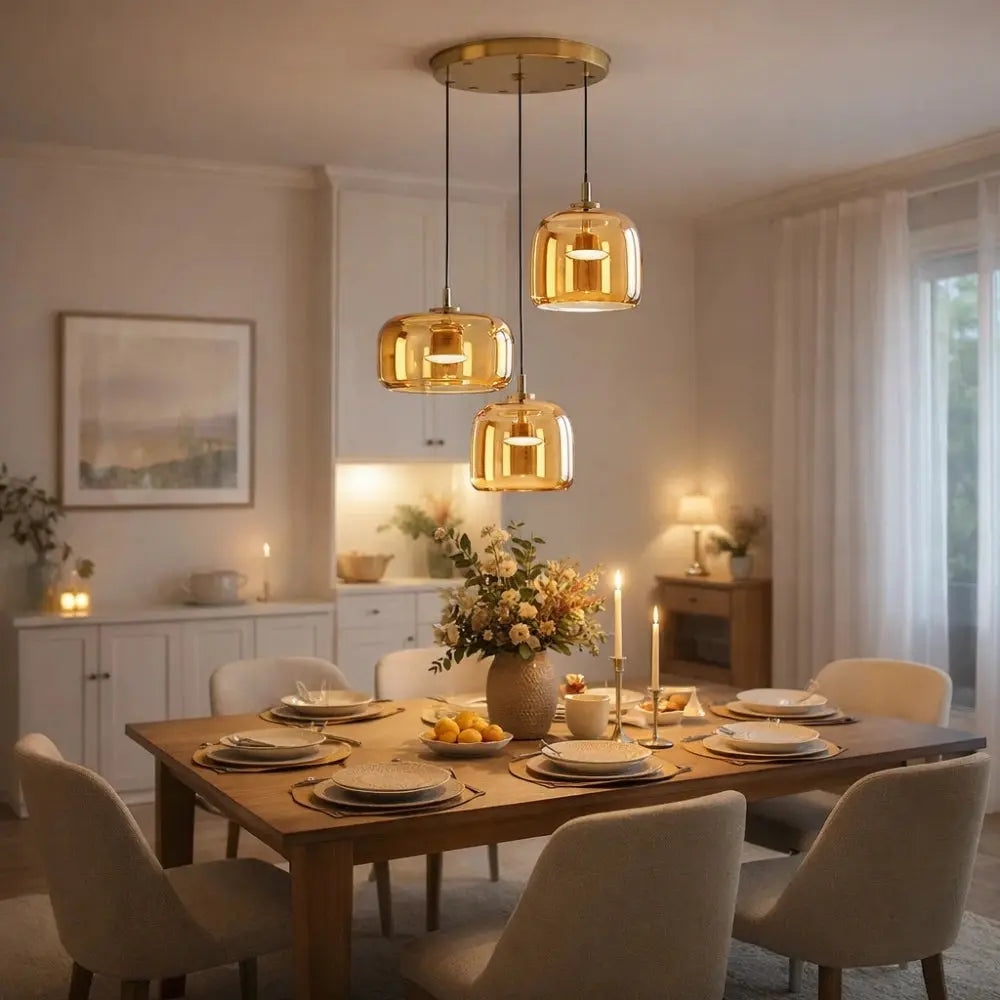 Suspension Verre Ombré Ambré ou Fumé LED Blanc Chaud ou Froid | Velmira