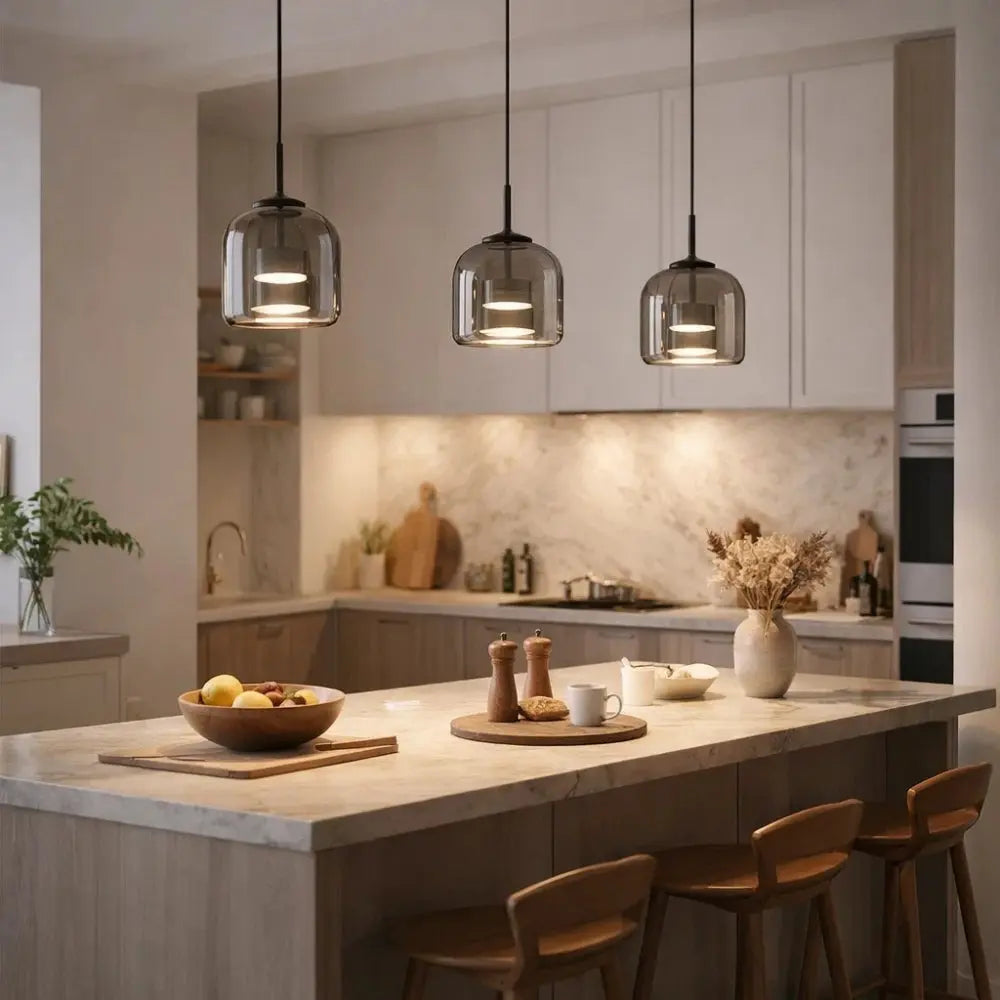 Suspension Verre Ombré Ambré ou Fumé LED Blanc Chaud ou Froid | Velmira