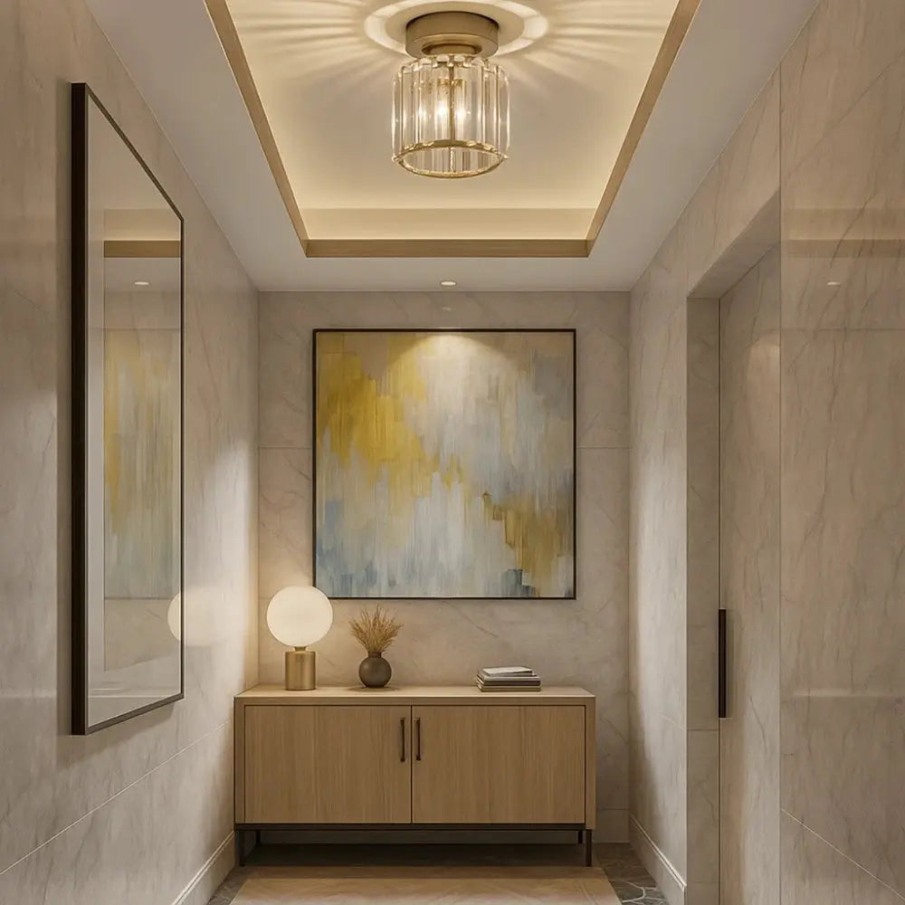 Plafonnier Verre Cristal Couronne – Éclat Lumineux Élégant | Auréline
