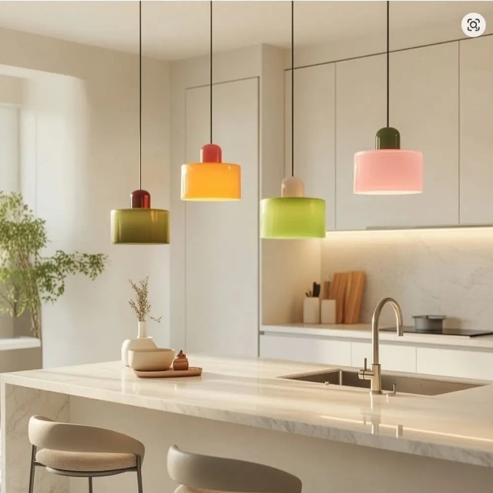 Suspension Verre Coloré Éclat Élégant Métal | Veridia