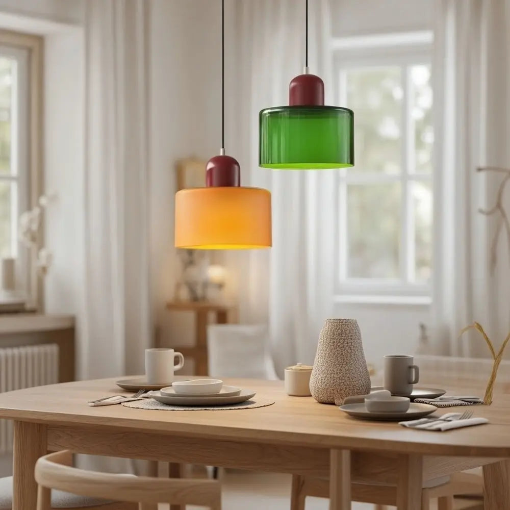 Suspension Verre Coloré Éclat Élégant Métal | Veridia