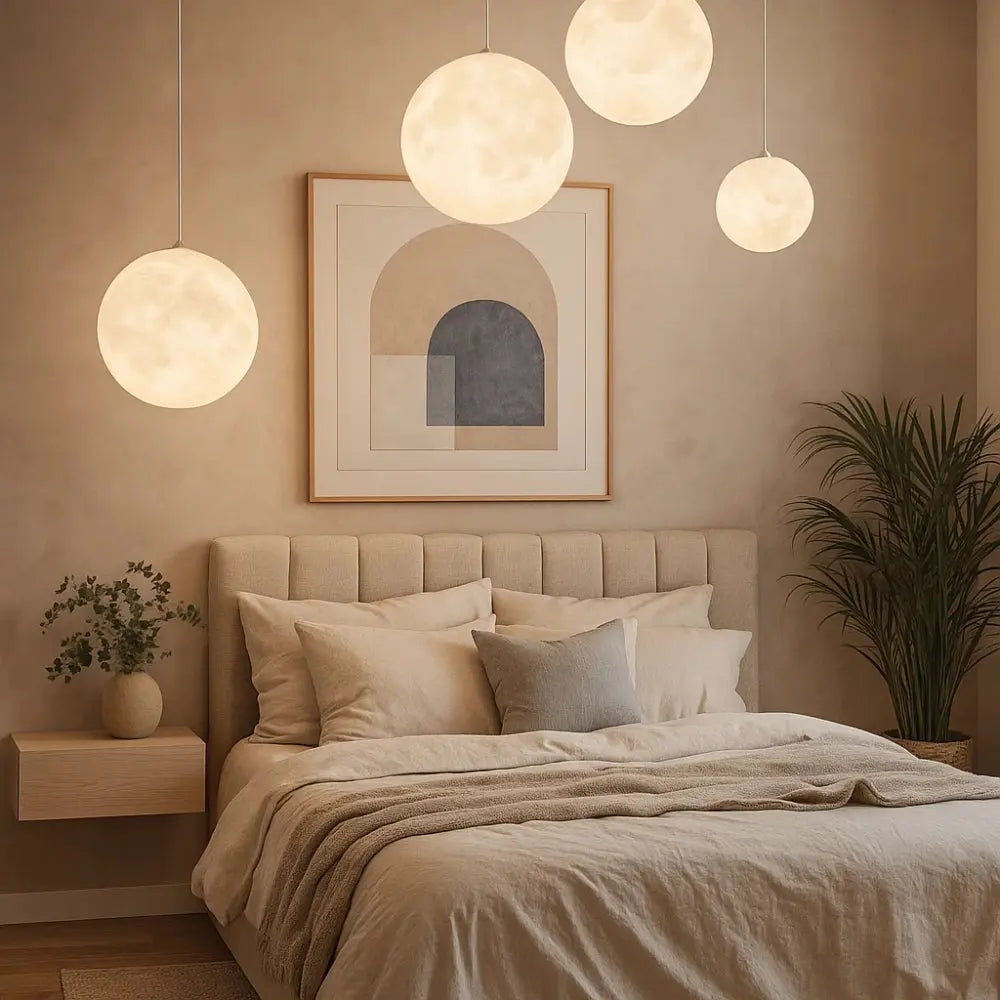 Suspension Boule Lune Résine LED Dimmable | Lunara