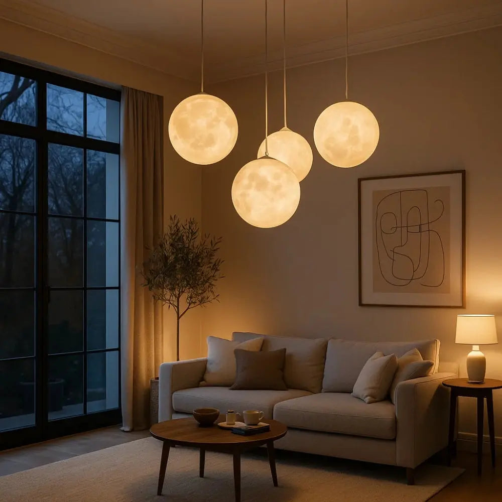 Suspension Boule Lune Résine LED Dimmable | Lunara