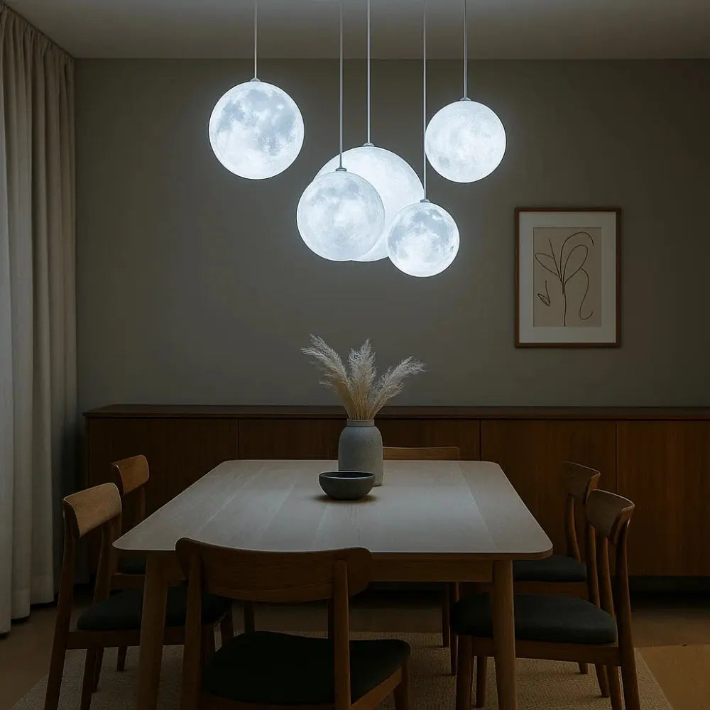 Suspension Boule Lune Résine LED Dimmable | Lunara