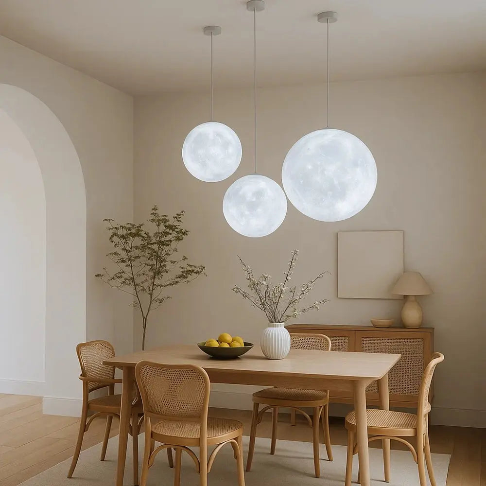Suspension Boule Lune Résine LED Dimmable | Lunara
