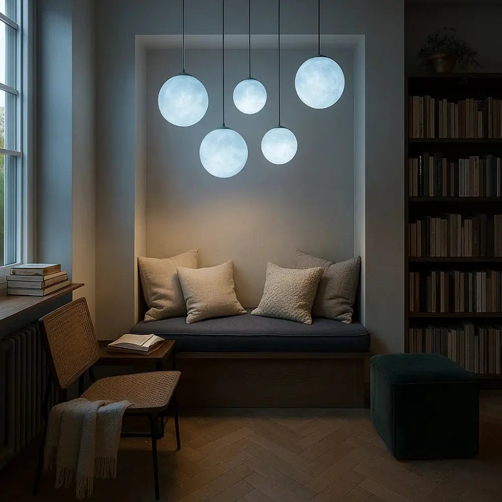 Suspension Boule Lune Résine LED Dimmable | Lunara