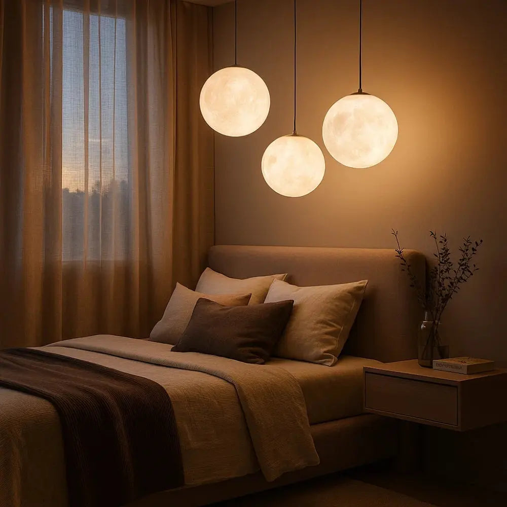 Suspension Boule Lune Résine LED Dimmable | Lunara