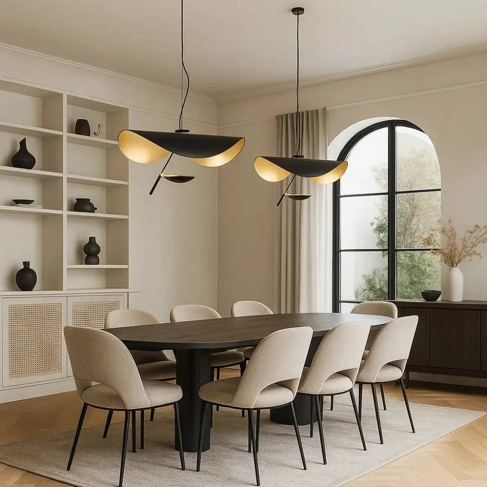 Suspension Métal Noir et Doré LED Minimaliste | Avelis
