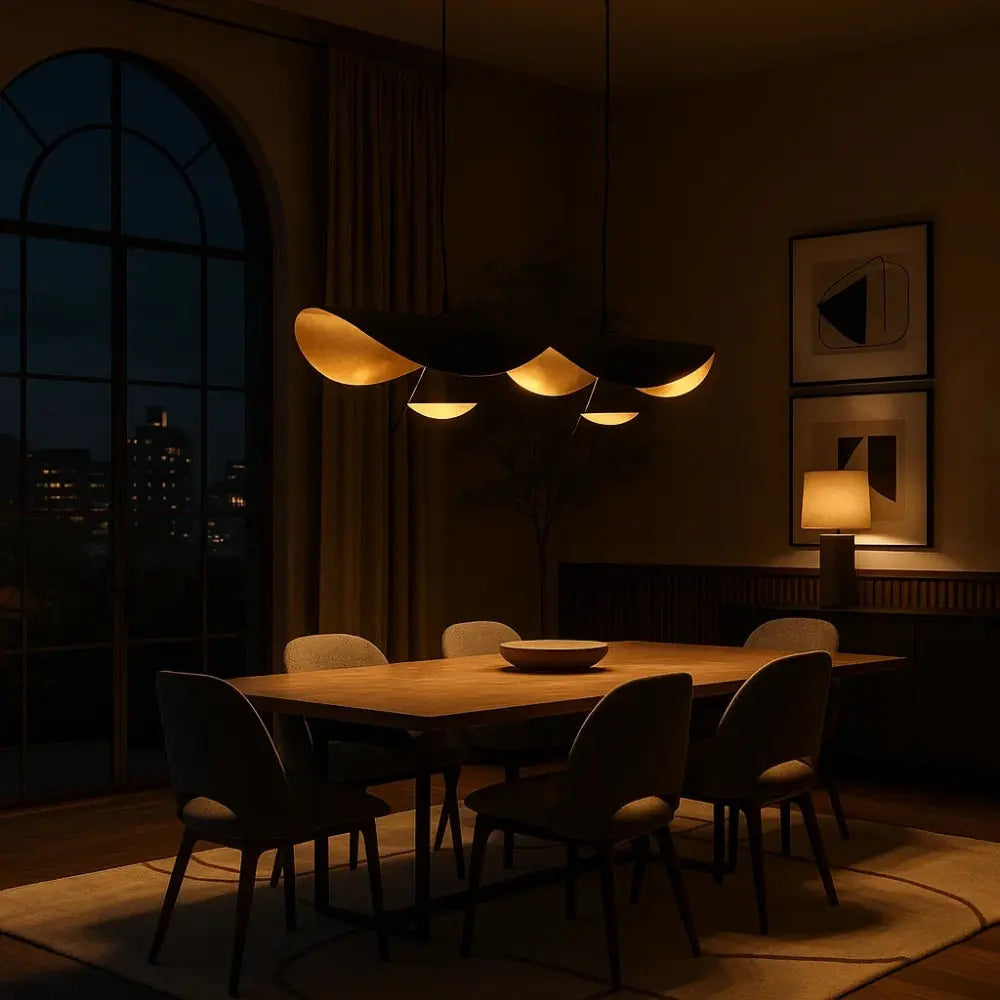 Suspension Métal Noir et Doré LED Minimaliste | Avelis