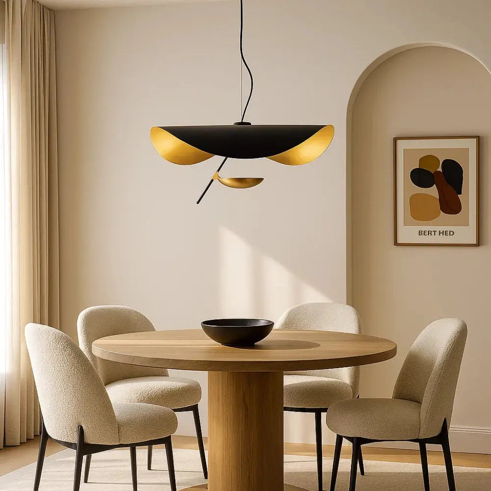 Suspension Métal Noir et Doré LED Minimaliste | Avelis