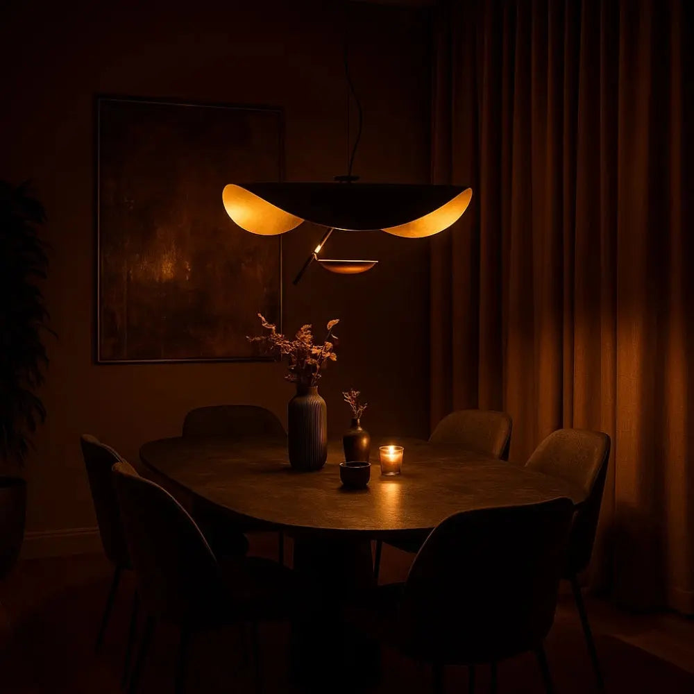 Suspension Métal Noir et Doré LED Minimaliste | Avelis