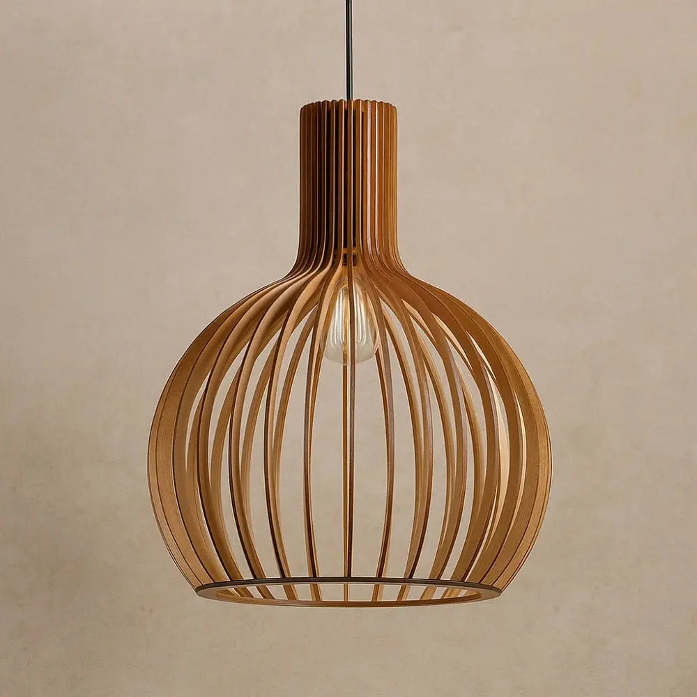 Suspension Bois Naturel et Métal Nordique E27 | Norvya