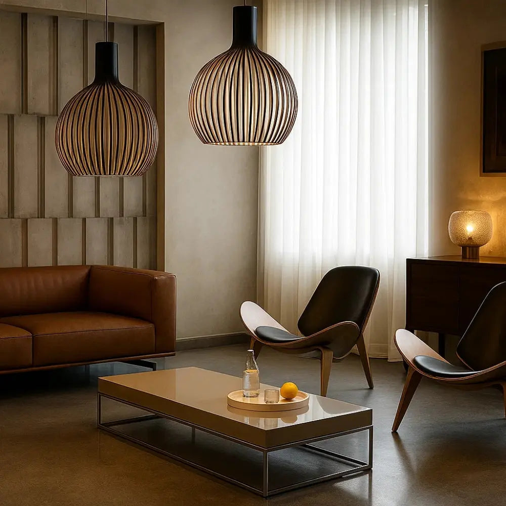 Suspension Bois Naturel et Métal Nordique E27 | Norvya