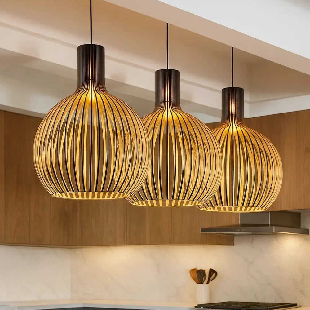Suspension Bois Naturel et Métal Nordique E27 | Norvya