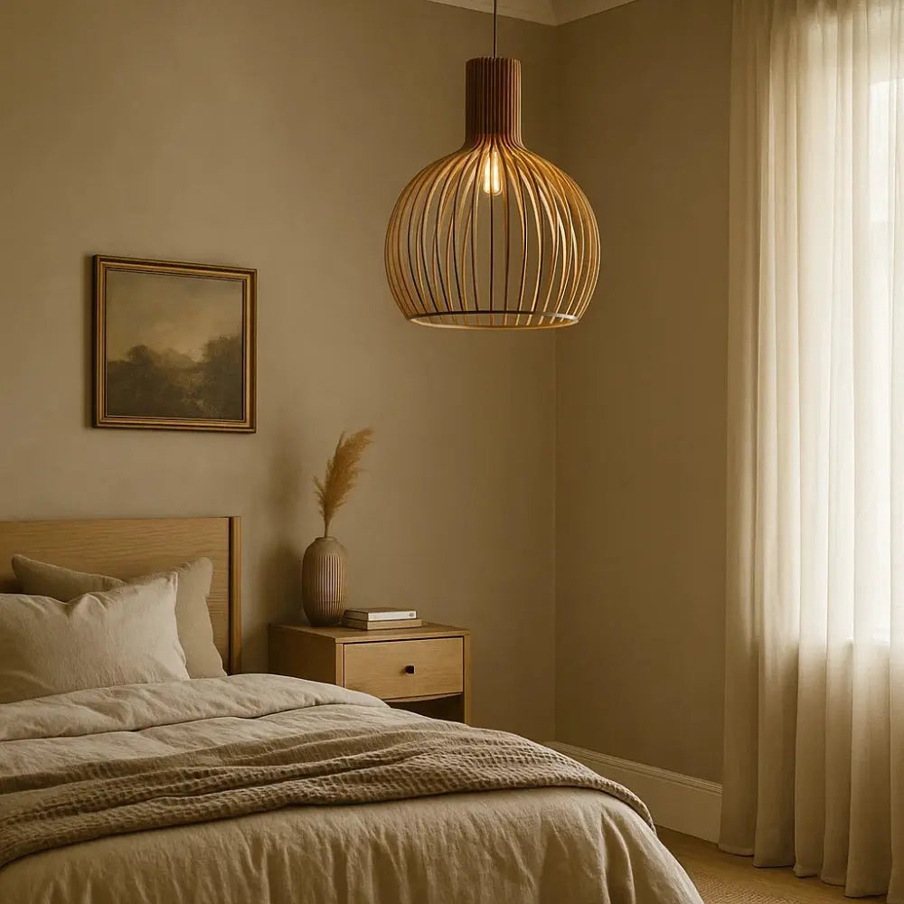 Suspension Bois Naturel et Métal Nordique E27 | Norvya