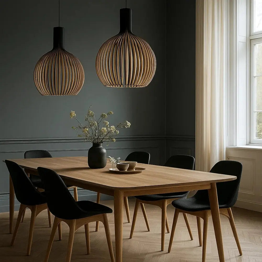 Suspension Bois Naturel et Métal Nordique E27 | Norvya