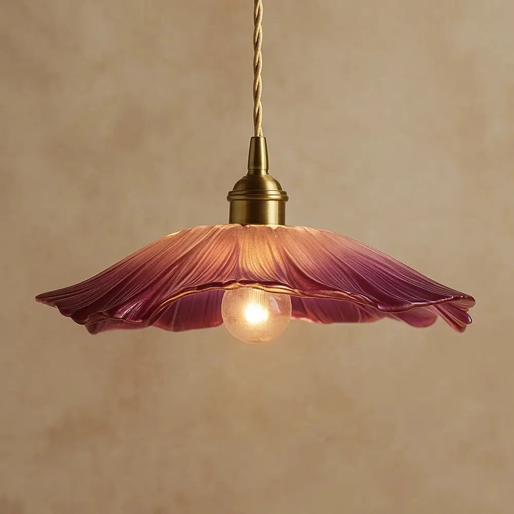 Suspension Verre Soufflé Métal Doré LED Florale | Floréa