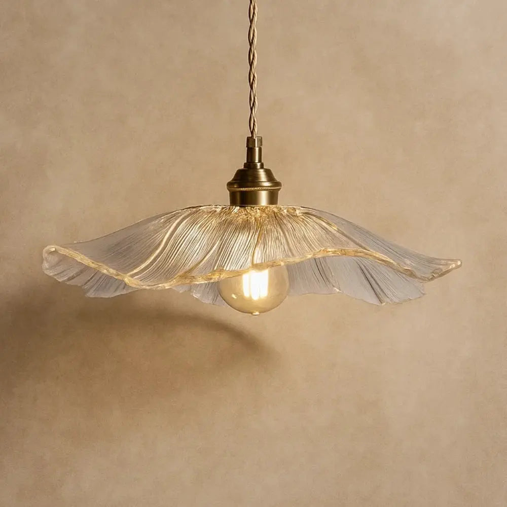 Suspension Verre Soufflé Métal Doré LED Florale | Floréa